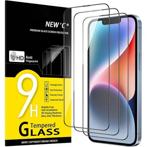 Hdkha-Lot De 3, Couverture Complète Verre Trempé Pour Iphone 14, Iphone 13, Iphone 13 Pro (6,1 Pouces) Film En Protection Écran - Bords Incurvés 2,5d - Ultra Résistant - Efficace Contre Les Rayures
