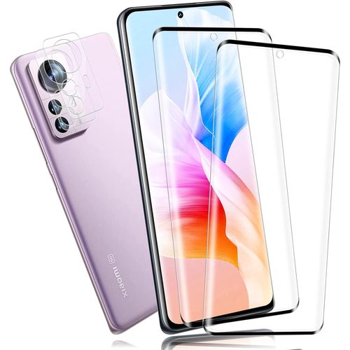Verre Trempé Pour Xiaomi 12/12x 5g, 2+2 Pièces 9h Dureté Haute Sensibilité Protection Écran+Caméra Arrière, Ultra Hd 3d Plein Écran Vitre Protection, Sans Bulles Xiaomi 12/12x Film Protection