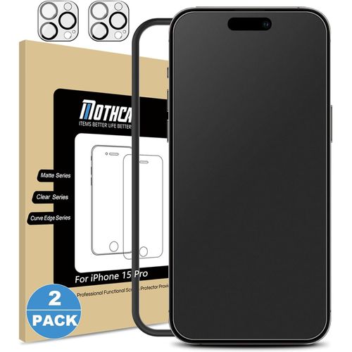[2+2 pièces Verre Trempé pour iPhone 15 Pro Mat et Protection Caméra Arrière, Film Protection écran Matte Anti-Reflet et Anti-Traces de Doigts, 9H HD Vitre Protecteur
