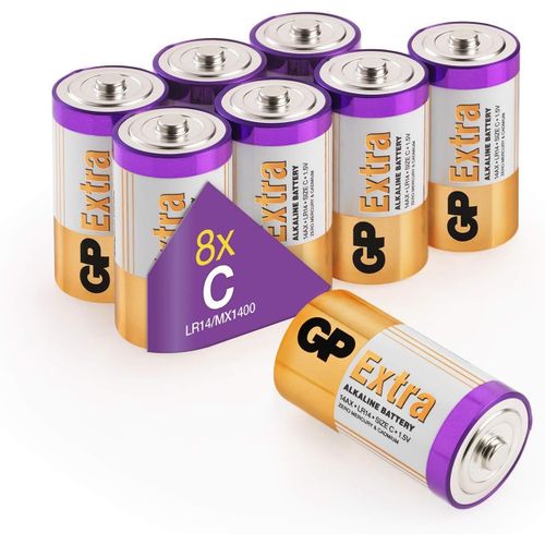 lbgwp60-Piles C - Lot De 8 Piles | Extra | Batteries Alcalines Type C Baby Lr14 1,5V - Longue Durée