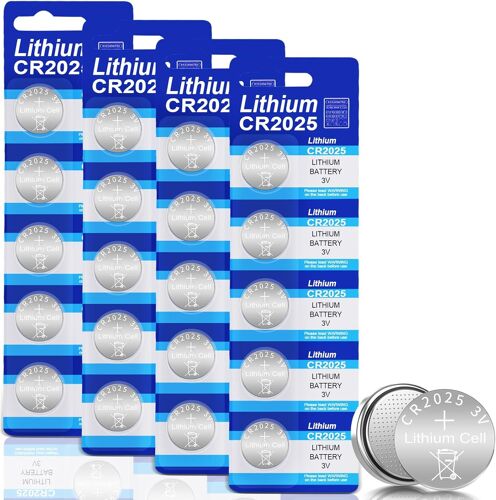 Kalanka-Pile Cr2025, Lot De 20 Piles Cr 2025 Lithium 3v Pile 2025 Pour Clés Électroniques, Montres De Sport, Lunettes 3d,Voitures-Jouets, Calculatrices, Balances Électroniques, Télécommandes De Télév