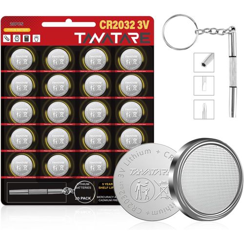 lbgwp60-Lot De 20 Piles Bouton Cr2032 Avec Mini Tournevis 3 En 1, Au Lithium, 3 V, Pour Montre, Porte-Clés, Calculatrice, Durée De Vie De 5 Ans