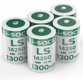 lbgwp60-Lot De 5 Piles Au Lithium Ls14250 3,6 V 1/2 Aa 1300 Mah Non Rechargeables