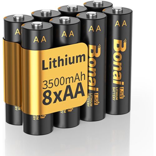 lbgwp60-Piles Lithium Aa 1.5V - 3500Mah Haute Capacité, Sortie Constante, Faible Auto-Décharge Ultimate Power For High Drain Devices, Non-Rechargeable (8 Pack)