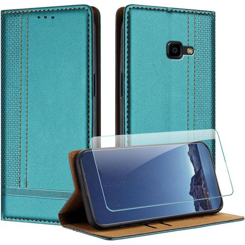 Kal-Coque Pour Samsung Galaxy Xcover 4 + Protecteur D'écran, Etui À Rabat Pochette De Portefeuille Pour Samsung Xcover 4s Avec [Fermeture Magnétique][Stand Fonction][Porte Cartes] - Vert