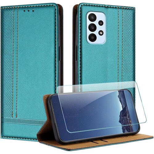 KAL-Coque Pour Samsung Galaxy A23/M23/F23 5G + Protecteur D'Écran, Etui À Rabat Pochette De Portefeuille Pour Samsung M13 4G Avec [Fermeture Magnétique][Stand Fonction][Porte Cartes] - Vert