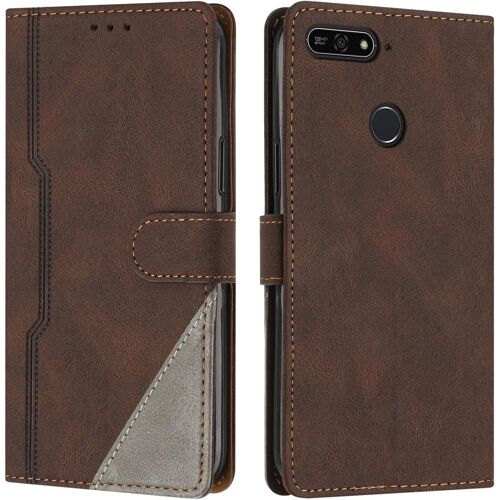 KAL-Coque Pour Huawei Y6 2018 / Honor 7A, Housse En Cuir Pu Portefeuille, Etui De Protection À Rabat Magnétique Coque Pour Huawei Y6 2018 / Honor 7A, Marron