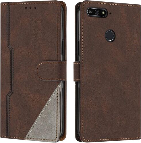KAL-Coque Pour Huawei Y6 2018 / Honor 7A, Housse En Cuir Pu Portefeuille, Etui De Protection À Rabat Magnétique Coque Pour Huawei Y6 2018 / Honor 7A, Marron