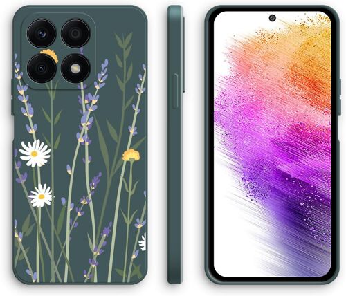 KAL-Coque Pour Honor 70 Lite 5G / Honor X6 / Honor X8 5G, Coque Silicone Souple Avec Motif Mignon, Étui Antichoc À Bord Droit - Lavender, Green