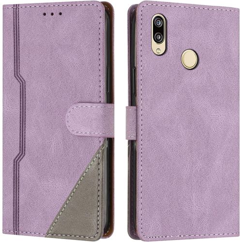 Kal-Coque Pour Huawei Y6 2019 / Honor 8a, Housse En Cuir Pu Portefeuille, Etui De Protection À Rabat Magnétique Coque Pour Huawei Y6 2019 / Honor 8a, Violet
