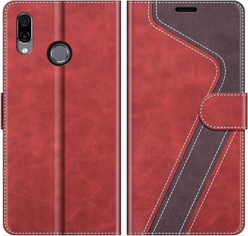 KAL-Coque Pour Honor Play, Housse En Cuir Magnétique Fonction Stand Étui Pour Honor Play, Élégant Rouge