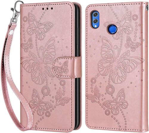 KAL-Coque Pour Huawei Honor 8X, Housse Etui Portefeuille Cuir Multifonction, Fermeture Magnétique À Clapet Anti-Choc Compatible Avec Coque Huawei Honor 8X Book - Or Rose