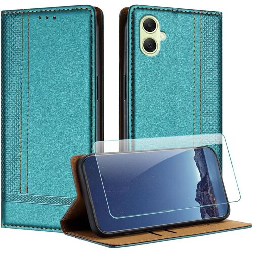 KAL-Coque Pour Samsung Galaxy A05 + Protecteur D'Écran, Etui À Rabat Pochette De Portefeuille Pour Samsung A05 Avec [Fermeture Magnétique][Stand Fonction][Porte Cartes] - Vert