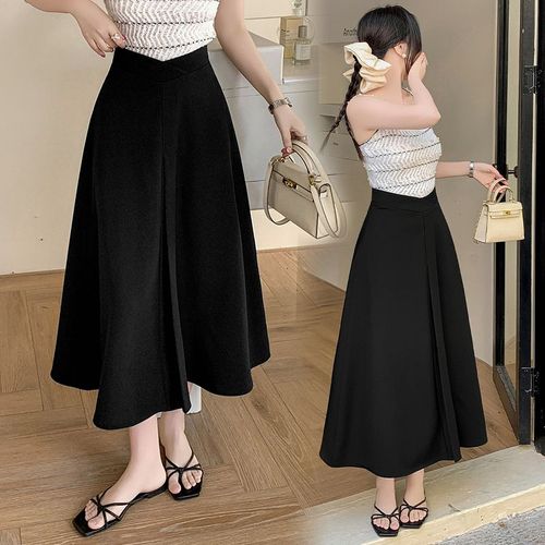 Jupe Mi-Longue Printemps Et Été La Jupe Trapèze Taille Haute Couvre Les Hanches Et Vous Fait Paraître Mince Et Polyvalente Jupe Longue De Costume