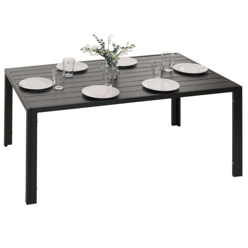 Table À Manger En Aluminium Hwc-N40, Table De Bistrot Table De Jardin Table De Balcon, Résistant Aux Intempéries 140x80cm   Anthracite