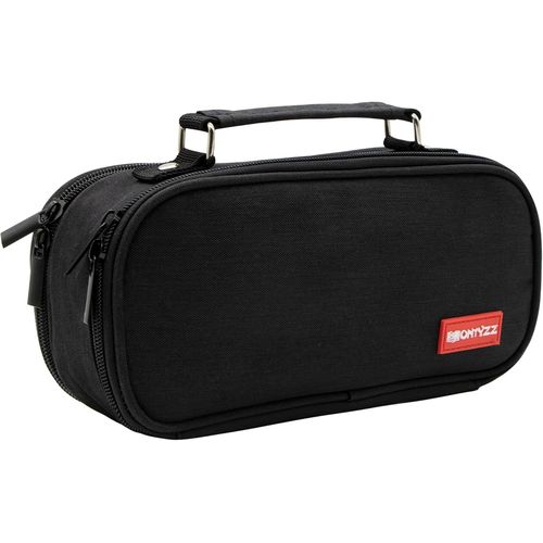 HTHED-Trousse Adolescents Grande Capacité Trousse 2 Compartiments Trousse Filles Garçons Toile Trousse pour L'école Travail Sac de Rangement Cosmétique Noir