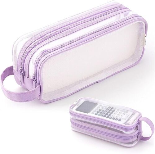 Trousse À Crayons Transparente Trousse Scolaire Trousse À Crayons De Grande Capacité De Bureau,Scolaires Pour Enfants,Adultes. (Violet)