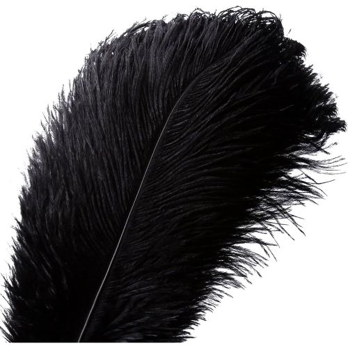 10 Pcs Plume D'autruche Naturel Artisanat 14-16 Pouce (35-40 Cm) Plume Pour Centres De Mariage Décoration De La Maison (35-40cm,Noir)