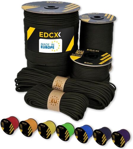 Paracord 4 mm,35+ Couleurs Unies (10 m,15 m,30 m,50 m,100 m,300 m)|Idéal pour l'artisanat,Le Camping,la Survie|Corde 100% Nylon 4 mm|Cordon Tactique 550 Type III (Army Green,30 m)