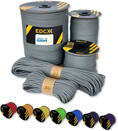 Paracord 4 mm,35+ Couleurs Unies (10 m,15 m,30 m,50 m,100 m,300 m)|Idéal pour l'artisanat,Le Camping,la Survie|Corde 100% Nylon 4 mm|Cordon Tactique 550 Type III (Dark Gray,10 m)