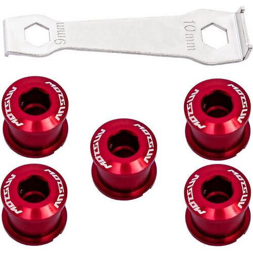 Boulon Pédalier Vélo CNC 7075-T6-Kit Double/Simple Plateau avec Clé Thermo-Traitée,Anodisation Militaire Triplex (4.9mm & 6.4mm) Compatible VTT/Route/BMX.[B813]