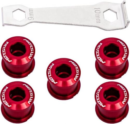 Boulon Pédalier Vélo CNC 7075-T6-Kit Double/Simple Plateau avec Clé Thermo-Traitée,Anodisation Militaire Triplex (4.9mm & 6.4mm) Compatible VTT/Route/BMX.[B813]