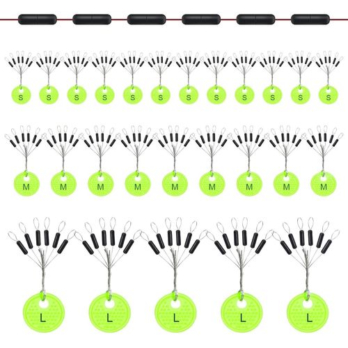 150 Pièces 6 En 1 Stop Float Peche,Vert Caoutchouc Arrêt De Bouchons Pêche,Perles Cylindriques En Caoutchouc Pour Pêche À La Truite-Pour Ligne De 0,1 À 0,43 Mm (S/M/L).[B942]