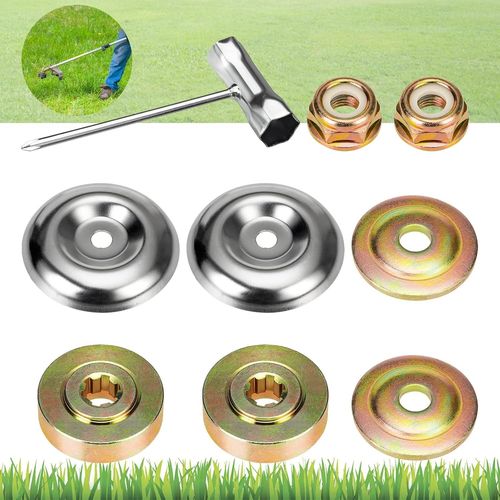 Kit Ecrou Tête de Débroussailleuse 9 Pièces Universelle Débroussailleuse En Métal Accessoires Adaptateur de Lame de Tondeuse à Gazon pour Jardin Tondeuse à Gazon