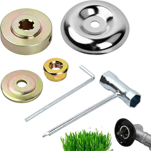 ChenQuanSarl-Universelle Kit Fixation Écrou Lame Boîte,Tête De Débroussailleuse Universelle Accessoires,6 Morceaux Kit Ecrou Tete Debroussailleuse,Lames De Boîte Vitesse Métal,Pour Tondeuse À Gazon C