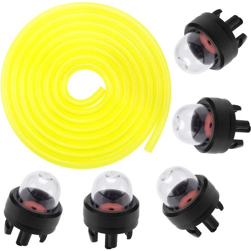 5 Pièces Ampoule Amorçage D'essence et 1 Pièces 1.5m Tuyaux d'Essence (2.5 x 5mm),pour Coupe-Herbe,Débroussailleuse,Tronconneuse Taille-Haie