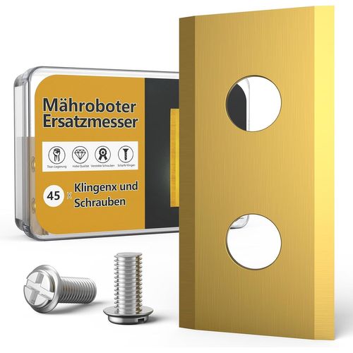 KAL-45X Lames Robot Tondeuse - Acier Inox Titane Pour Worx/Landxcape/Zoef/Einhell - Ultra-Tranchantes (Vis Incluses)
