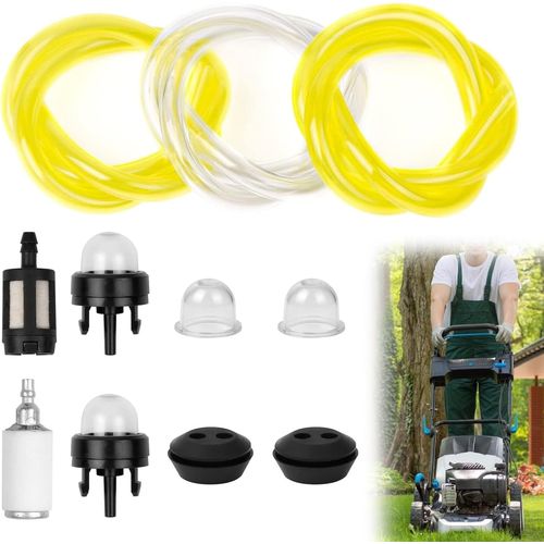 KAL-Kit Durite Essence Debroussailleuse, Durites D'Essence De Tondeuses Universel Avec Filtre À Carburant, Durite D'Essence 2.5Mm 3Mm, Ampoule D'Amorce Et Joint Pour Coupe-Herbe, Tondeuse Souffleur
