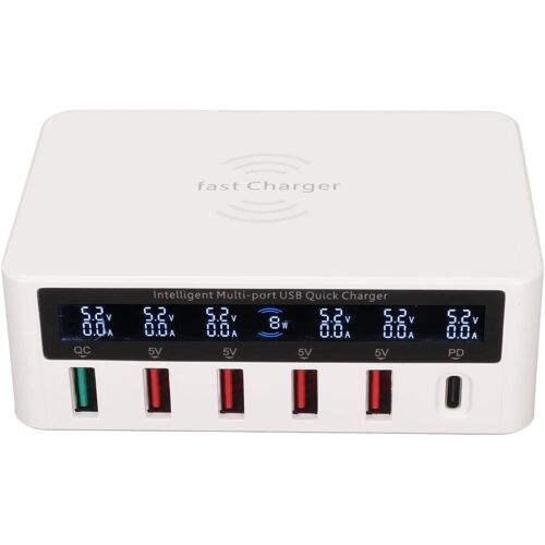 Stations De Charge Usb,Station De Charge Usb 100 W 5 V 6 Ports Avec Écran Lcd,Chargeur De Hub Usb Multi-Ports Charge Rapide Intelligente Sans Fil,Pour Téléphones Portables,