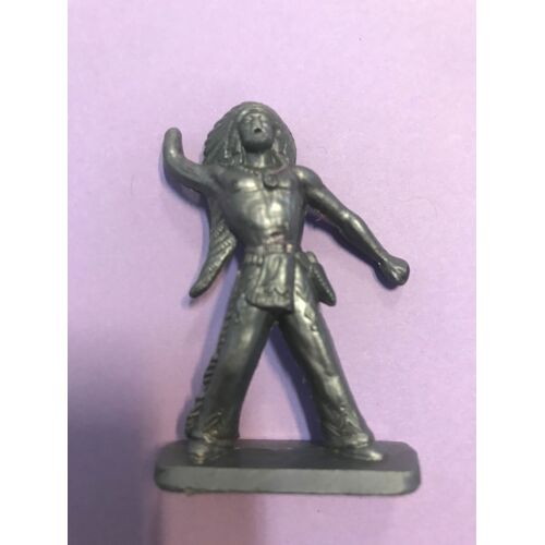 Figurine Chef Indien Peau Rouge - Far West - France - Plastique Gris 6x4 Cm