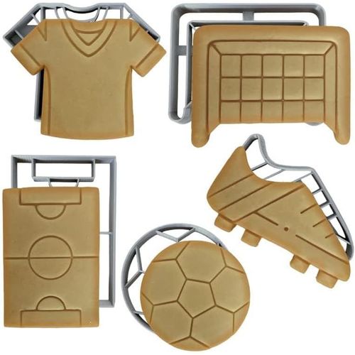 Subzonal-Moose Goods Lot De 5 Emporte-Pièces En Forme De Ballon De Football ¿ Emporte-Pièces En Jersey De Sport Pour Fournitures De Pâtisserie ¿ Kit D'emporte-Pièces Pour Fête Sur Le Thème Du Sport
