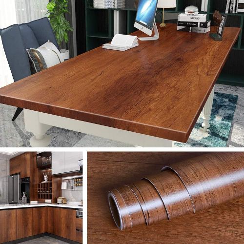 Papier Adhésif Pour Meuble En Bois Foncé De 60cm*5m Revêtement Adhésif Meuble Bois Pour Cuisine Bureau Salon Chambre Porte Papier Adhésif Décoratif Amovible Étanche[App8812302]