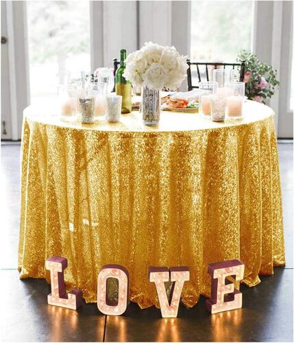 Sjzg-Doré Nappe Ronde 72 Pouces Nappe À Paillettes Nappe Ronde Vintage Nappe De Noël Nappe À Paillettes Pour Décor De Table De Banquet De Mariage Nappes Rondes À Drapé Brillant (72 Pouces, Doré)