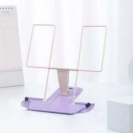 Support De Lecture Avec Armature En Métal,Multifonction,Réglable,Porte-Livres Pour Bureau,Magazine,Livre De Cuisine,Notes De Bureau,École,Thèse De Couleur Assortie (Blanc Laite+Violet)
