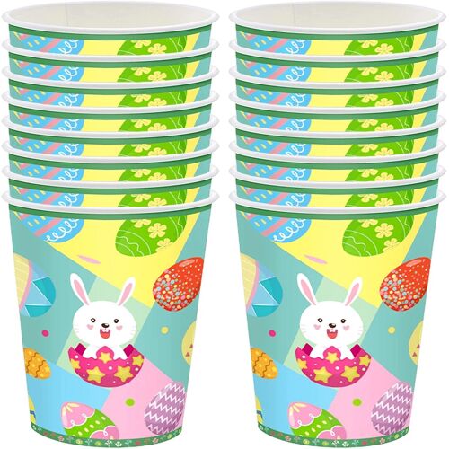 Kalanka-Lot De 16 Gobelets En Papier Pour Fête De Pâques Pour Enfants - Motif Lapin De Pâques - Vert
