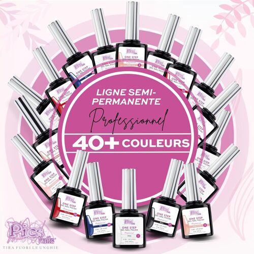 Vernis Semi Permanent Uv/Led One Step 12 Ml - Rouge Pur - Vernis Gel - Ongles Brillants Instantanément Avec Ou Sans Base Et Top Coat 