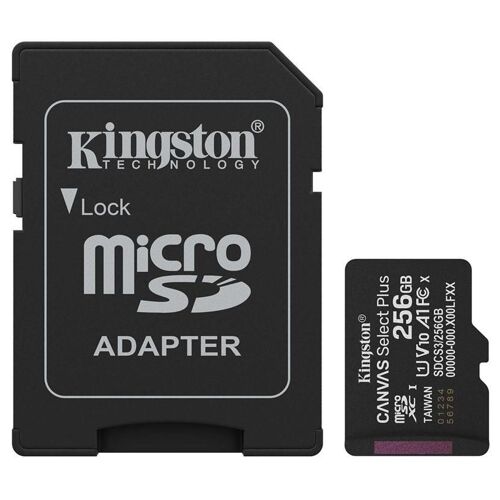 Kingston Canvas Select Plus - Carte mémoire flash (adaptateur SD inclus(e)) - 256 Go - A1 / Video Class V10 / UHS-I U1 / Class10 - microSDXC UHS-I