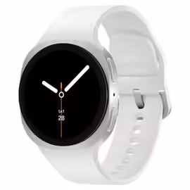 Samsung Galaxy Watch8 - 40 mm - argent - Montre connectée avec bracelet sport - caoutchouc - blanc - taille du bracelet : S/M - affichage 1.34" - 32 Go - NFC, Bluetooth, Wi-Fi - 30 g