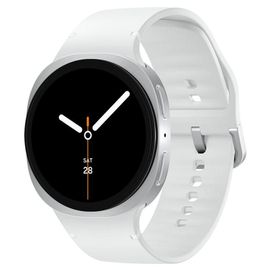 Samsung Galaxy Watch8 - 44 mm - argent - Montre connectée avec bracelet sport - caoutchouc - blanc - taille du bracelet : M/L - affichage 1.47" - 32 Go - NFC, Bluetooth, Wi-Fi - 34 g