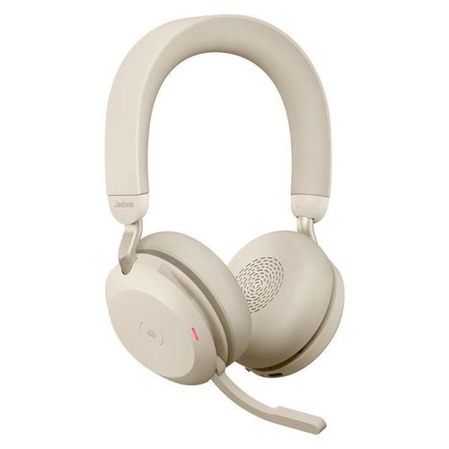 Jabra Evolve2 75 - Micro-casque - sur-oreille - Bluetooth - sans fil - Suppresseur de bruit actif - USB-A - isolation acoustique - beige - Certifié pour Microsoft Teams