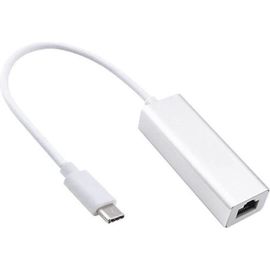 Adaptateur USB-C vers Ethernet, USB Type C vers RJ45 Gigabit Ethernet Adaptateur réseau LAN , (boîtier en aluminium, argenté)