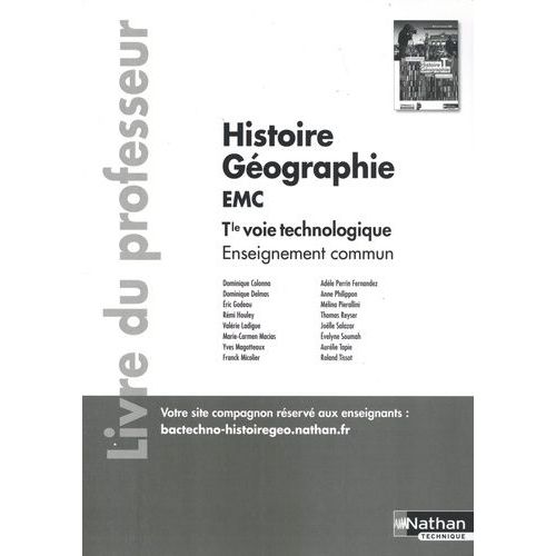 Histoire Géographie Emc Tle Voie Technologique Enseignement Commun - Livre Du Professeur