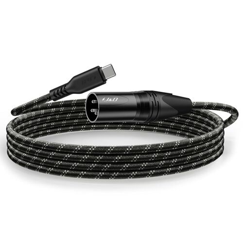 KALANKA-Câble Audio USB-C vers XLR Mâle, Câble USB Type C vers XLR Tressé, Compatible avec iPhone 16/17 et Série Galaxy S25, pour Ampli, Enceinte, Table de Mixage, Ne Supporte Pas le Micro, 2 M