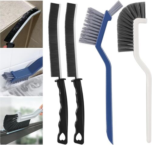 Loranka-4 Pièces Brosse De Nettoyage Des Interstices, Multifonctionnelle Brosse Nettoyage Salle De Bain, Brosse Joint Carrelage, Brosse A Joint Poils Durs Pour Cuisine, Salle De Bain, Rainure Fenetre