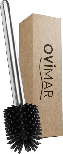 Aro Silver Brosse WC en silicone avec réservoir pour produits de nettoyage, pompe mécanique par bouton pression, acier inoxydable, tête de brosse WC en silicone