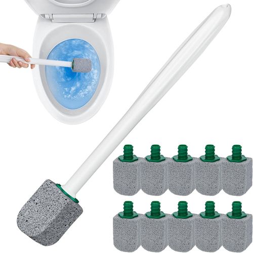 ChenQuanSarl-10 Pièces Pierre Ponce Toilette Wc Avec 30 Cm Poignée Long Réutilisable Pierre De Nettoyage Remplacement Montage Mural Pierre Ponce Wc Pour Toilettes Salle De Bain Cuisine Éviers, Gris